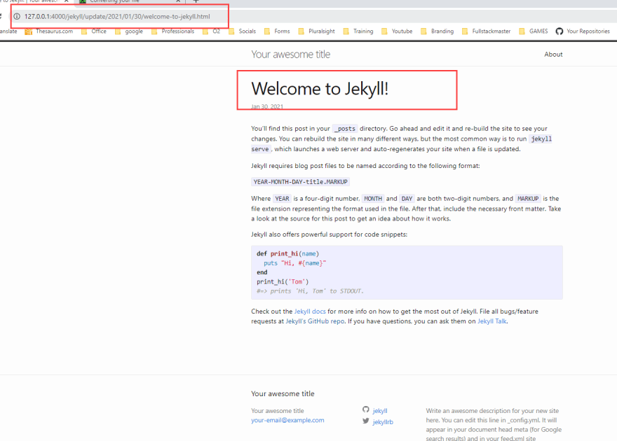 update ruby jekyll