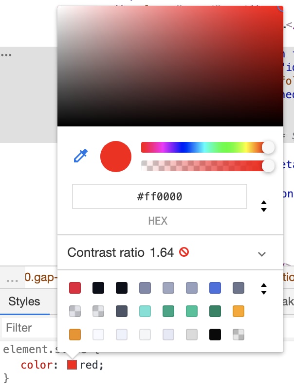 DevTools color picker