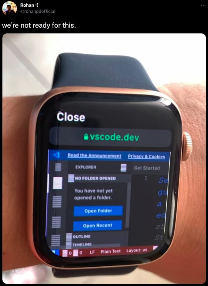 Meme - VSCode running on iWatch