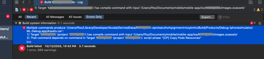 xcode multiple commands produce