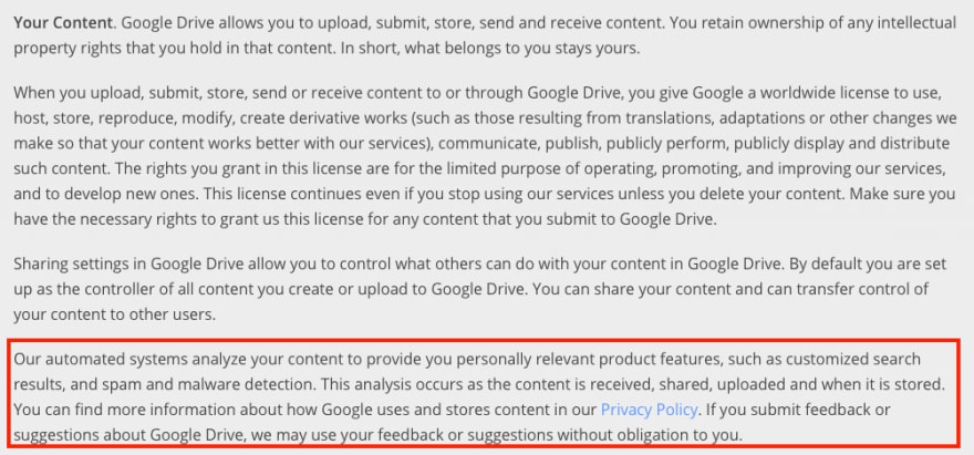 Google Drive Privacy Policy