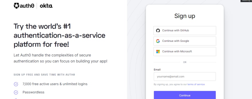 Auth0 signup
