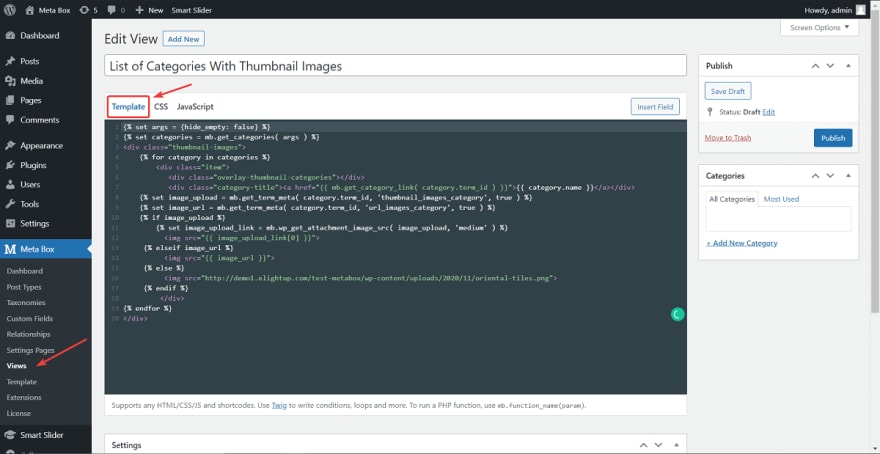 Go to Views and create a new view to display the list of category thumbnails