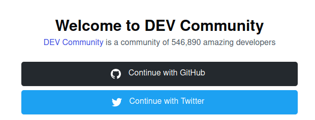 An example of "Continue with" buttons on dev.to