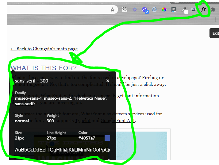 Using the WhatFont Chrome Extension 