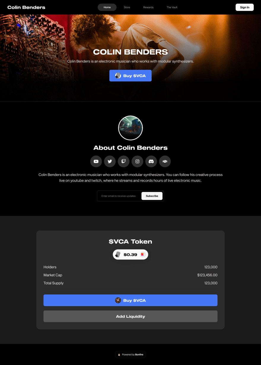 Creator home page