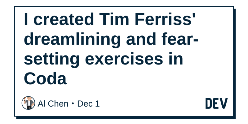 I created Tim Ferriss #39 dreamlining and fear setting exercises in Coda