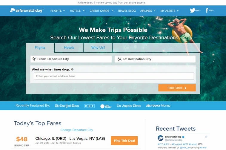 Best Travel and Tourism Website Design 8 airfarewatchdog