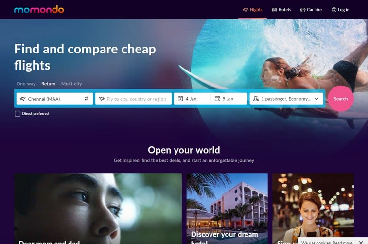 Best Travel and Tourism Website Design 4 momondo