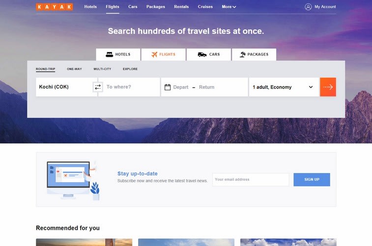 Best Travel and Tourism Website Design 3 kayak