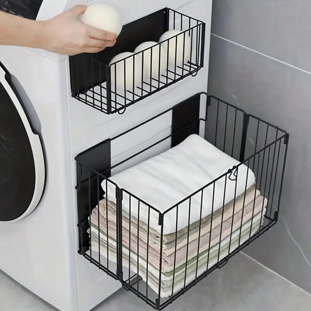 Hotada 磁石式折りたたみ収納籠 キッチン浴室洗濯室対応 小サイズ調味料小物 大サイズ隔夜着収納