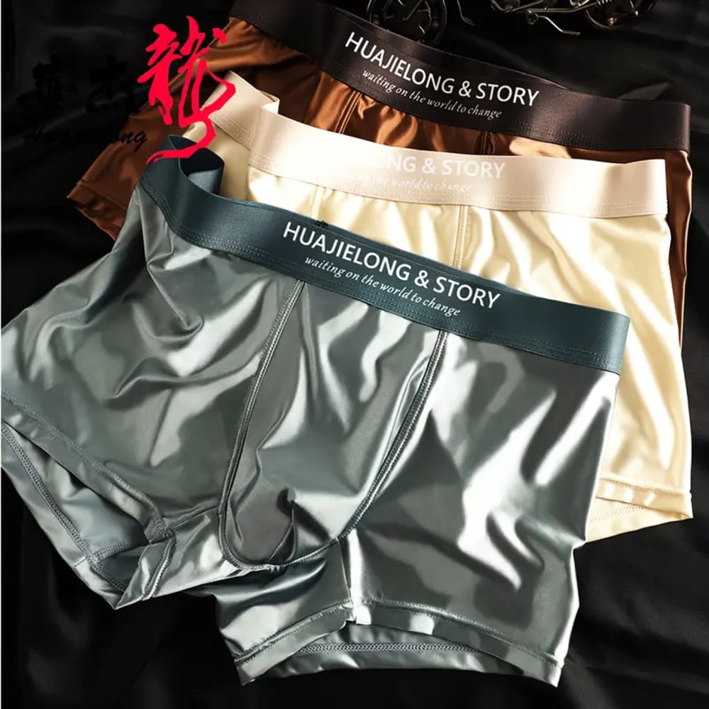 メンズボクサーブリーフアイスシルクメンズ下着ボクサーショーツ通気性クールストレッチ