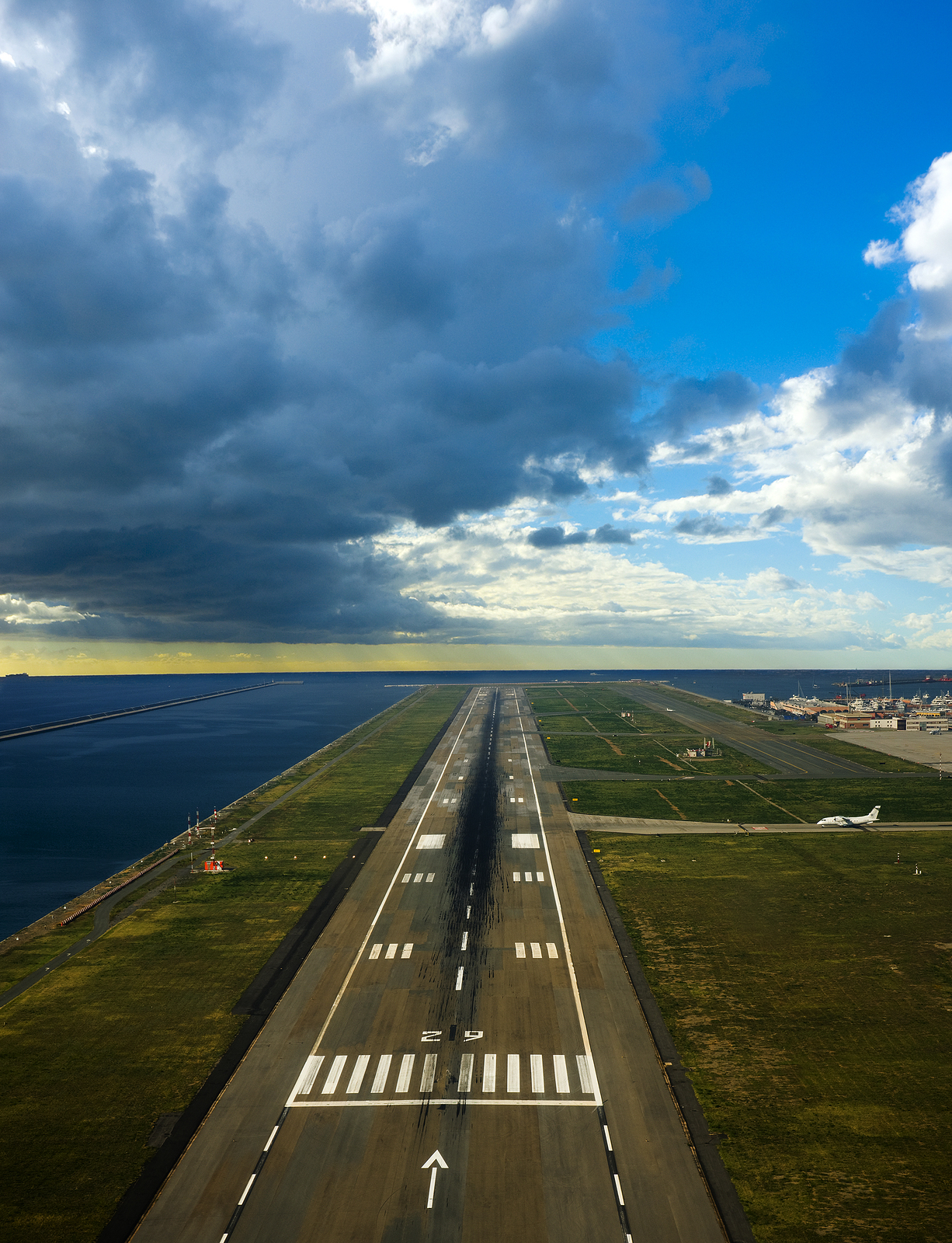 airport runways at night