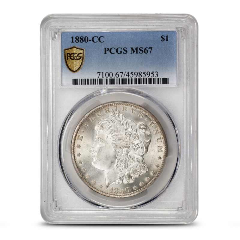 コパムディアル 1880-CC Morgan Silver Dollar Coin PCGS MS67 l JM Bullion™