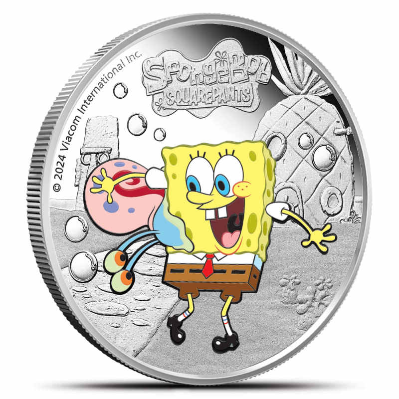 Buy 2024 1 oz Colorized Tuvalu Silver Spongebob Squarepants and