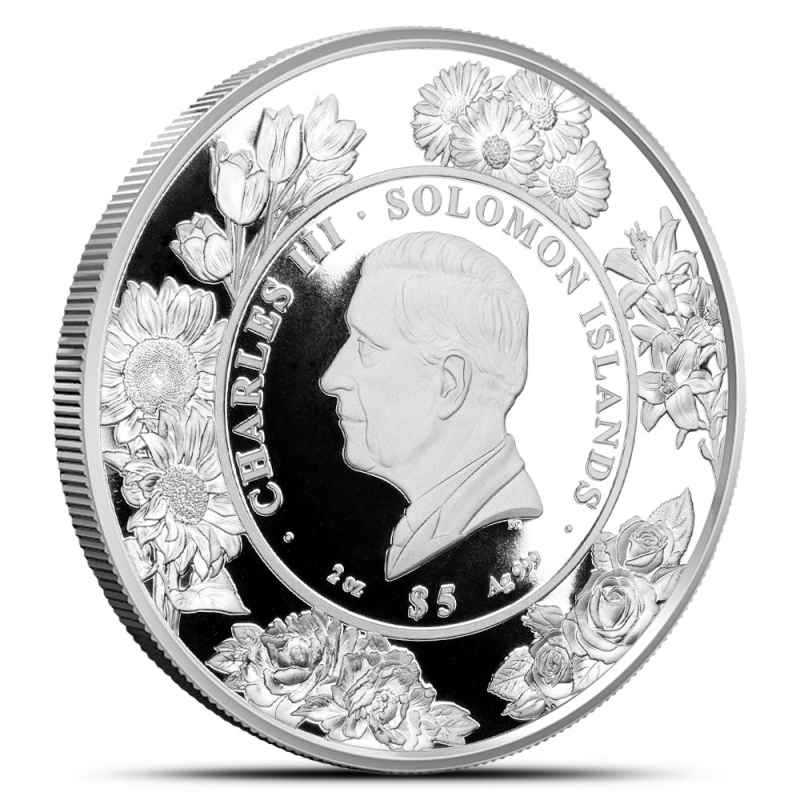 Buy 2024 2 oz Proof Solomon Islands Silver 3D Daisy Flower Coin