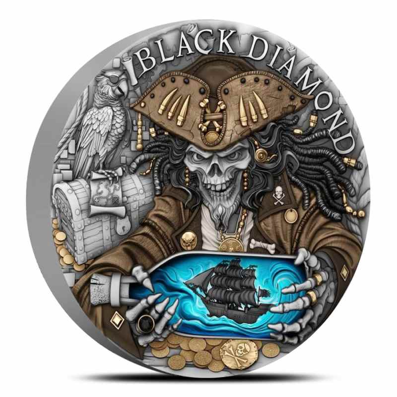 NOBLE ライトカルゼオールイン　ブラック　2025 2025 Antique Niue Black Diamond 2 oz Silver Coin - Provident Metals™