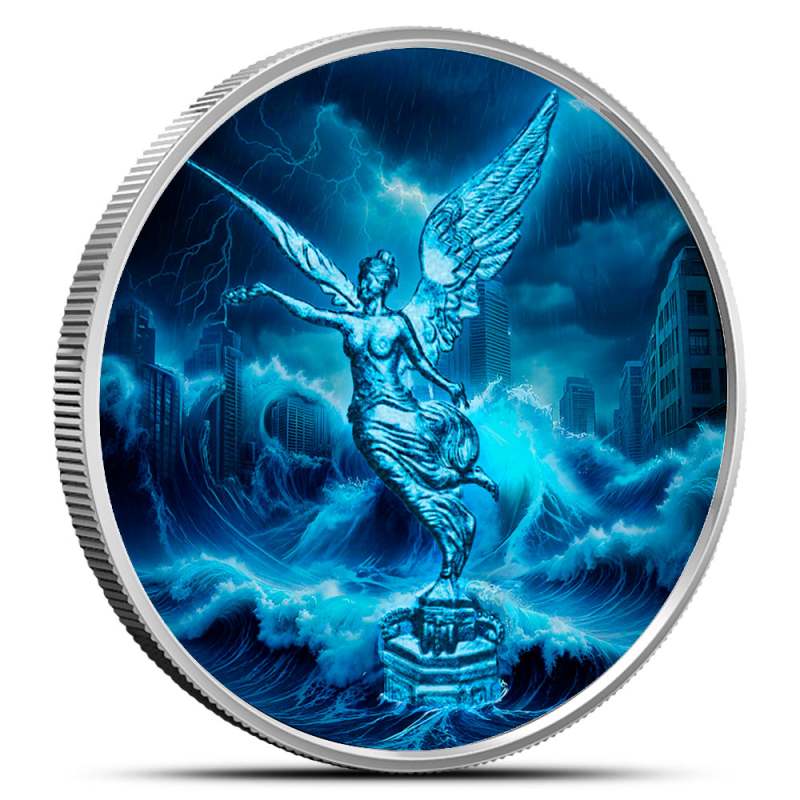 2024 Colorized Mexican Libertad Forces of Nature Water 1 oz Silver