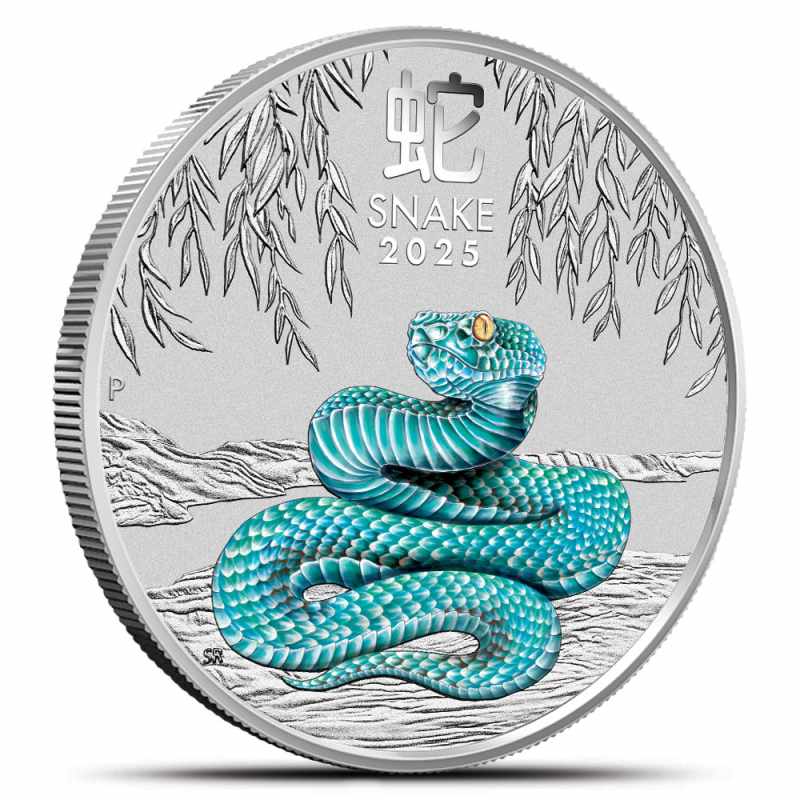 2025 Colorized Australian Lunar Snake 1/4 oz Silver Coin