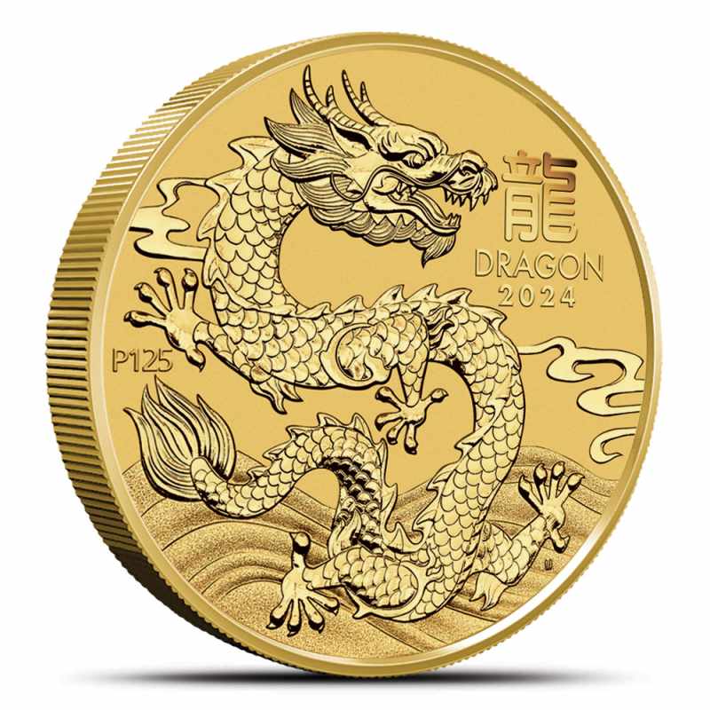 24K 金杯 Buy 2024 10 oz Australian Gold Lunar Dragon Coin (BU