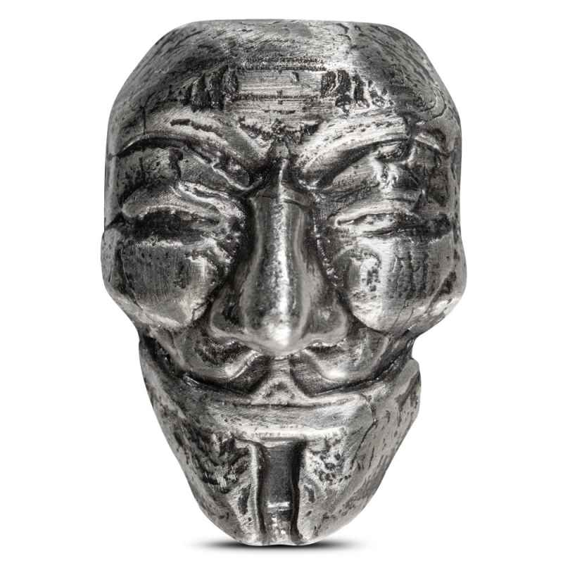 MK Barz Hand Poured Guy Fawkes Anonymous Mask Silver Bar l JM Bullion™