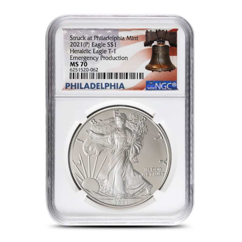 新品】Silver Eagleイーグル銀貨2021 PCGS MS70 T1 2021 1-oz Silver