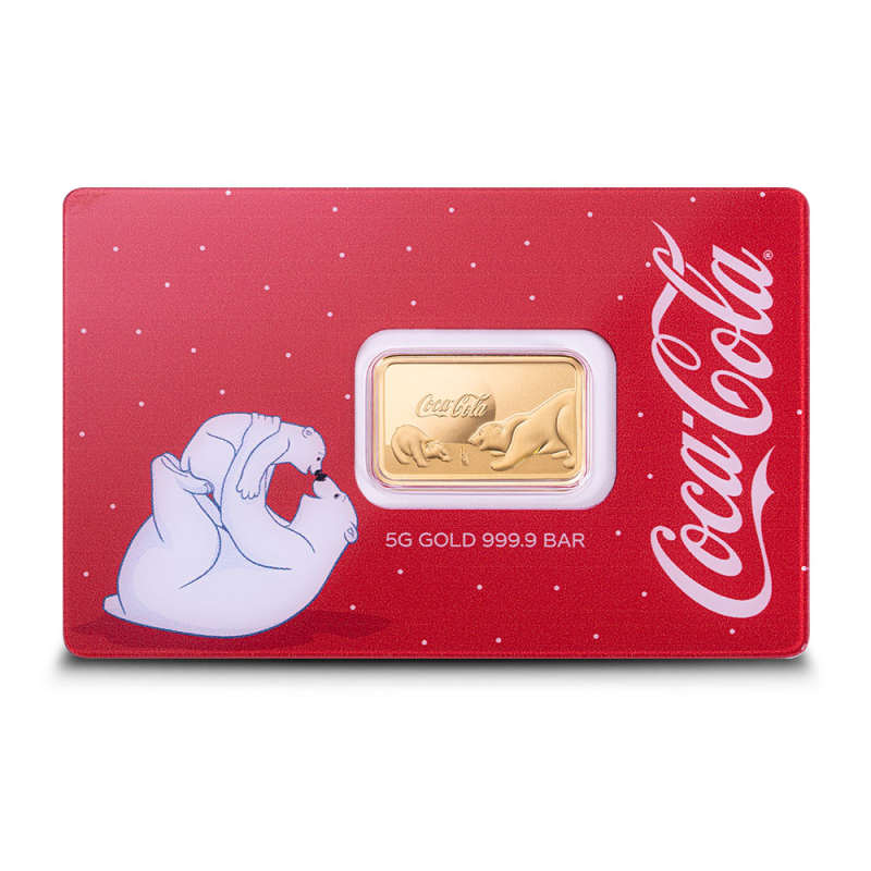Reϵ( 'Θ' )϶❣️ゴールドバレル箱込5キロ❣️送料込❣️ 5 Gram Gold 2024 Coca-Cola Holiday Polar Bear Bars - Provident Metals™