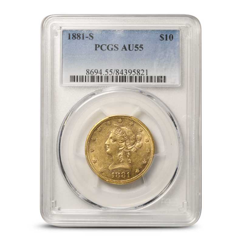Pre-33 $10 Liberty Eagle Gold Coin AU55, PCGS or NGC - Provident