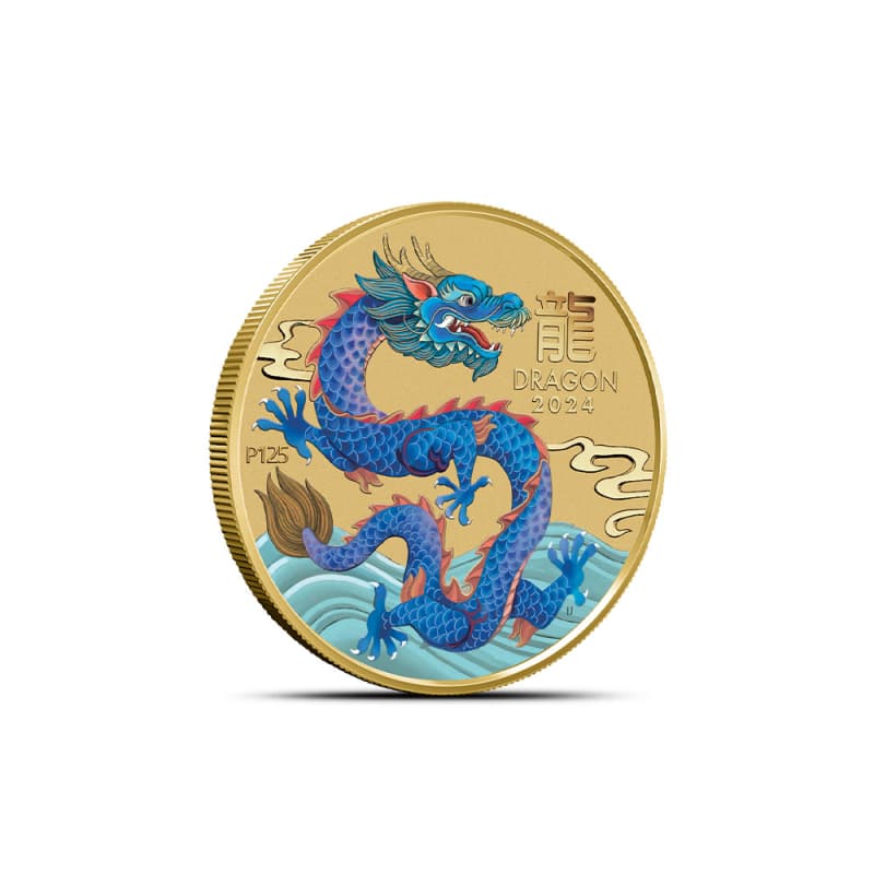 Buy 2024 1/10 oz Colorized Australian Gold Lunar Dragon Coin (BU