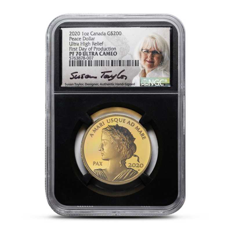 Buy 2020 1 oz Proof Canadian Gold Peace Dollar Coin NGC PF70