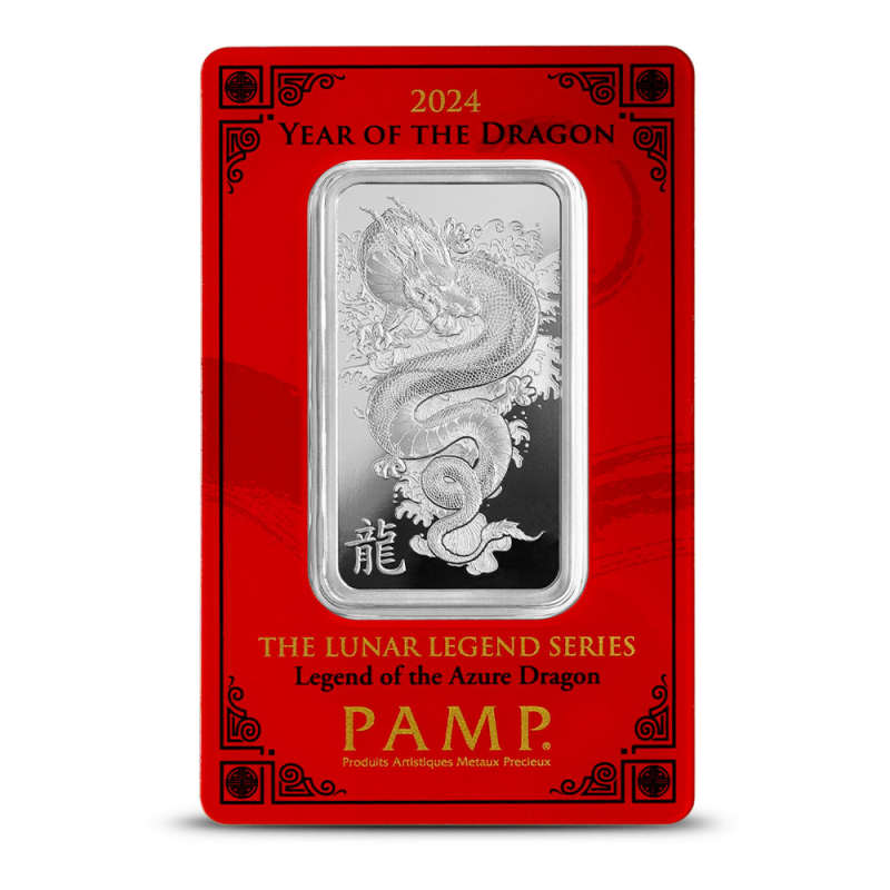 Buy 2024 1 oz PAMP Suisse Lunar Legend Azure Dragon Silver Bar