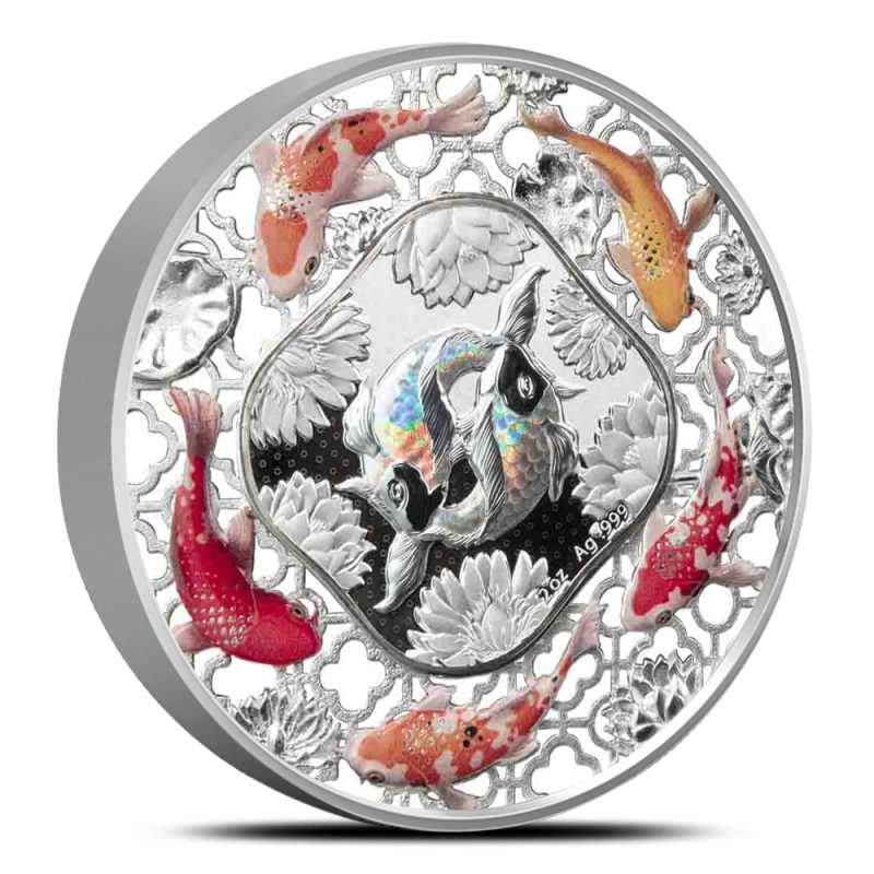 Buy 2023 Colorized Solomon Islands Filigree Koi 2 oz Silver Coin