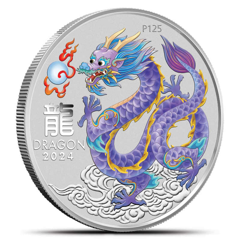 Buy 2024 1/2 oz Colorized Australian Silver Lunar Lilac Dragon