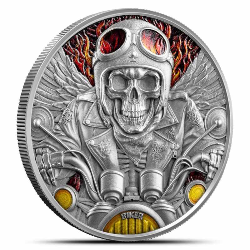 Buy 2024 1 oz Antique Colorized Republic of Ghana Silver Biker