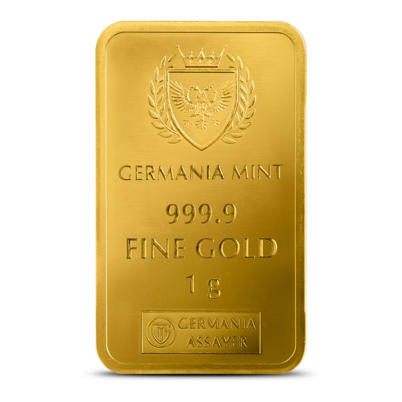 1 Gram Gold Bar New with Assay | Germania Mint - Provident Metals™