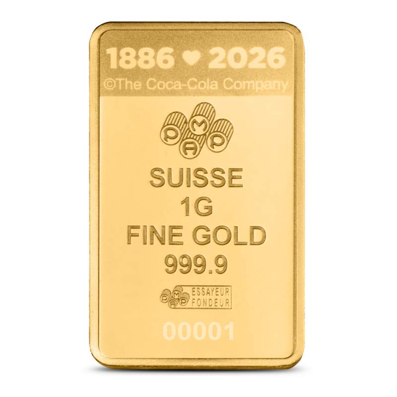 1 Gram Gold Coca-Cola Valentine's Love Bar New with Assay