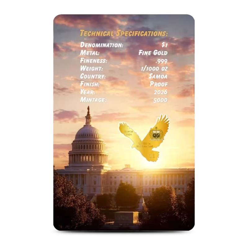 2026 Samoa Eagle 1/1000 oz Gold Coins In Card - Provident Metals™