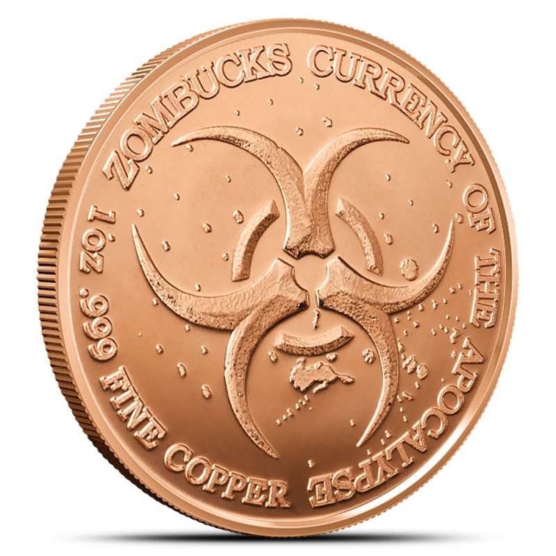 1 oz Copper Zombucks World Libertattered Round - Provident Metals™