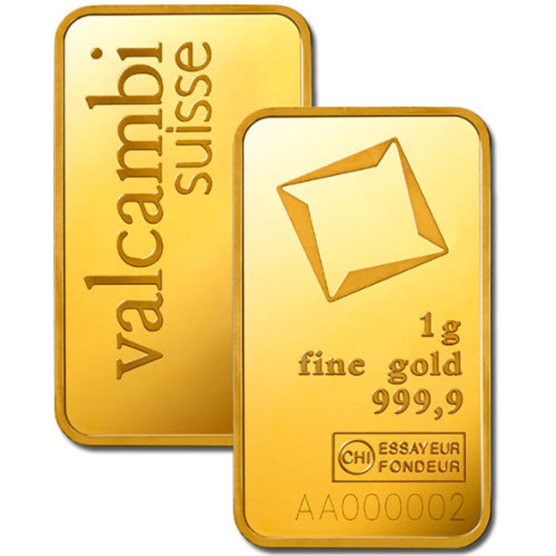 Buy 1 Gram Valcambi Gold Bar (New w/ Assay) | BullionMax ™