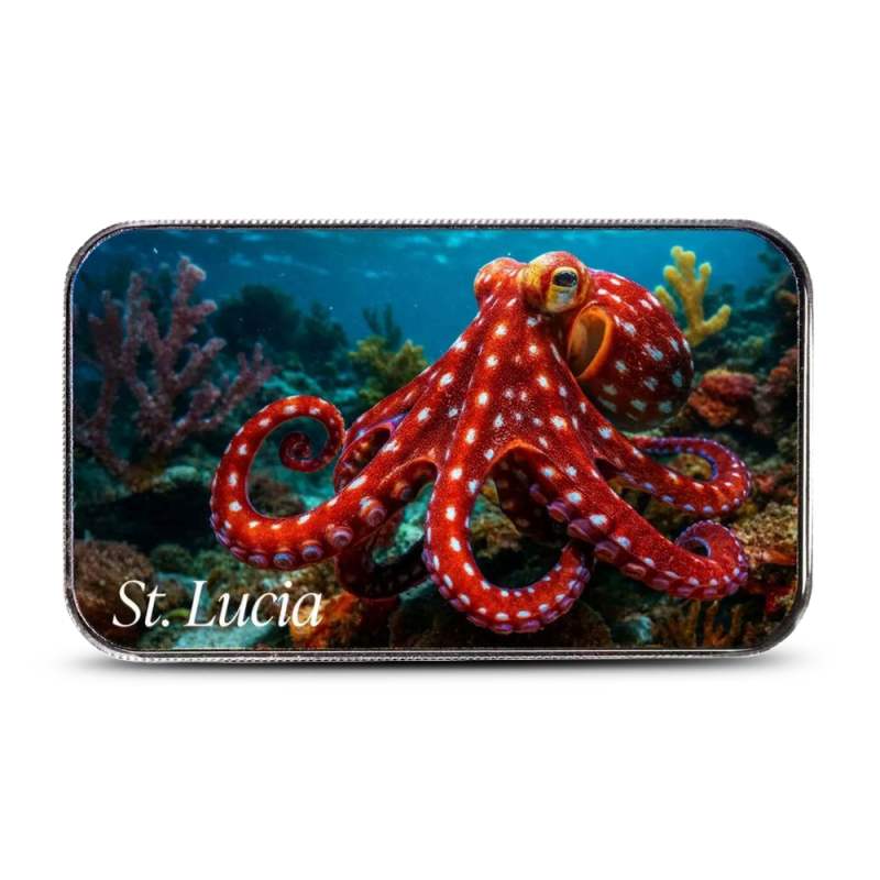 2025 Colorized EC8 St. Lucia Caribbean Reef Octopus 1 oz Silver
