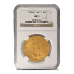 1908 Pre-33 $20 Gold Saint Gaudens Double Eagle Coins "No Motto" NGC MS63