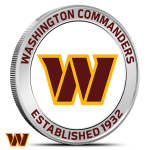 1 oz Colorized Silver NFL Washington Commanders Rounds (BU)