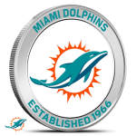 1 oz Colorized Silver NFL Miami Dolphins Rounds (BU)