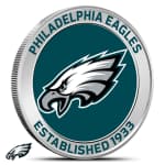 1 oz Colorized Silver NFL Philadelphia Eagles Rounds (BU)