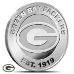1 oz Silver NFL Green Bay Packers Rounds (BU)