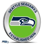 1 oz Colorized Silver NFL Seattle Seahawks Rounds (BU)