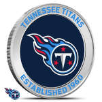 1 oz Colorized Silver NFL Tennessee Titans Rounds (BU)