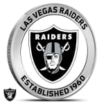 1 oz Colorized Silver NFL Las Vegas Raiders Rounds (BU)