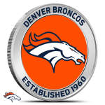 1 oz Colorized Silver NFL Denver Broncos Rounds (BU)