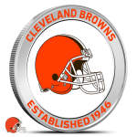 1 oz Colorized Silver NFL Cleveland Browns Rounds (BU)